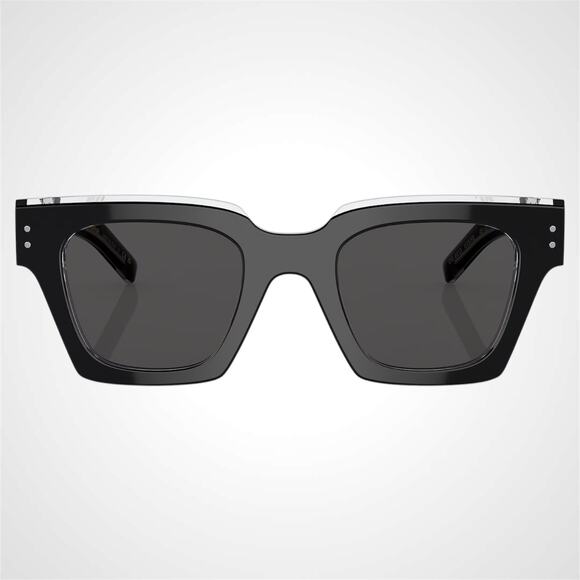 New Dolce & Gabbana Sunglasses Black Crystal Acetate Square Gray Lens